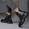 British Style Mens Winter Platform Snow Boots Fashion Genuine Leather Outdoor Antiskid Walking Ankle Boots Mens High Top Boots