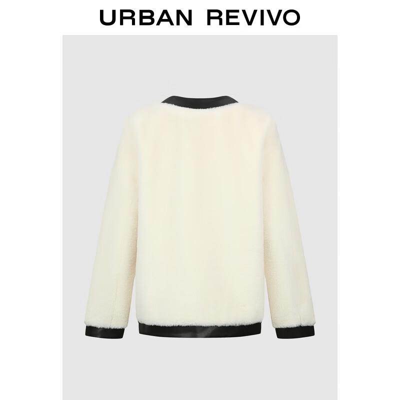 UR Damen Elegantes Color-Block Plüsch Wintermantel