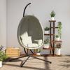 Vidaxl Hanging Cocoon Chair With Stand, Beige, Fabric And Steel