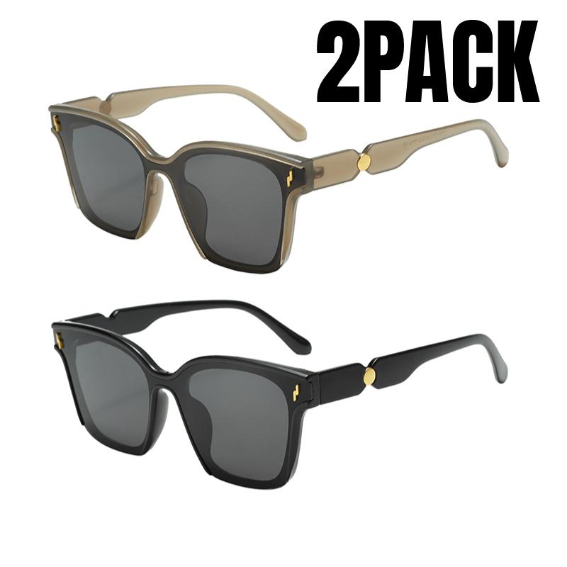 2PACK New Fashion Full-frame Korean Light Luxury One-piece Square Large Frame Sunglasses Holiday Travel Sunscreen Sunglasses