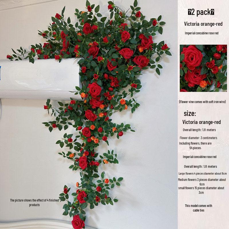 Rose Vine Artificial Flower Decor for Air Conditioner Pipes or Balcony Railings