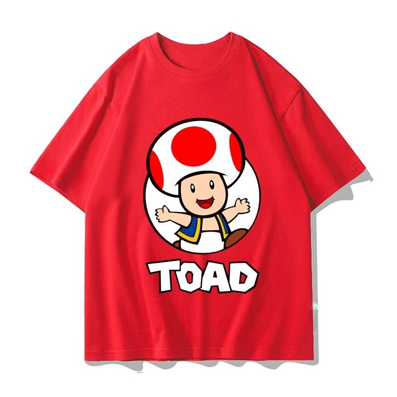 Super Mario Toad T-shirt Men and Women Summer Cotton Y2K Clothing Fashion Breathable Anime Fans Short Sleeve Tops Streetwear