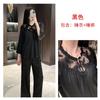 Simple court style pullover long-sleeved trousers set spring and summer with chest pad can be worn outside loungewear women's ice silk pajamas