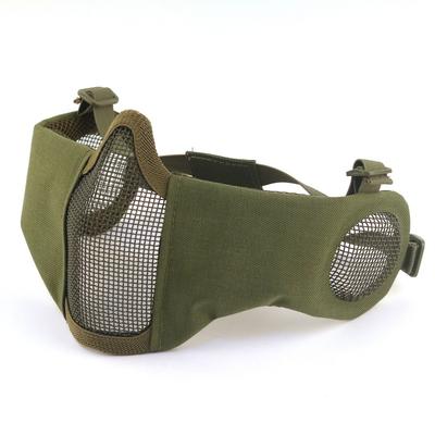 Masque Tactique Airsoft Demi-Visage Paintball Tir CS Masque Pliable en Maille d'Acier Avec Protection Auditive Masque Militaire Chasse Cosplay