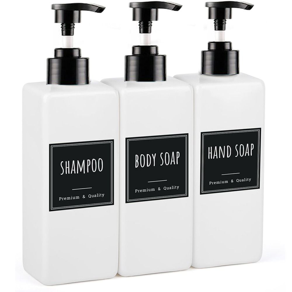 500ml Empty Hand Soap Dispenser Set Plastic Modern Shampoo Container  for Bathroom Kitchen Toilet