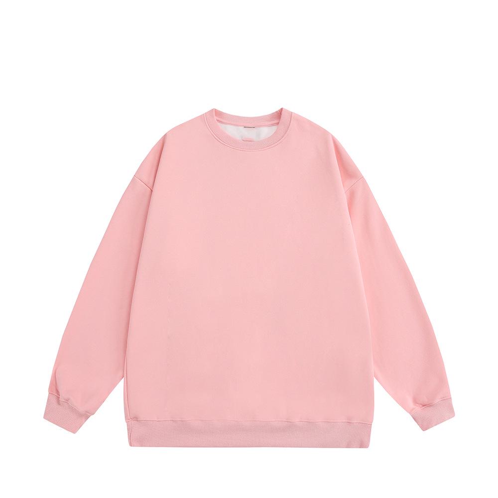 Autumn 2025 Men's Plus Size Loose Round Neck Solid Color Long Sleeve Hoodie