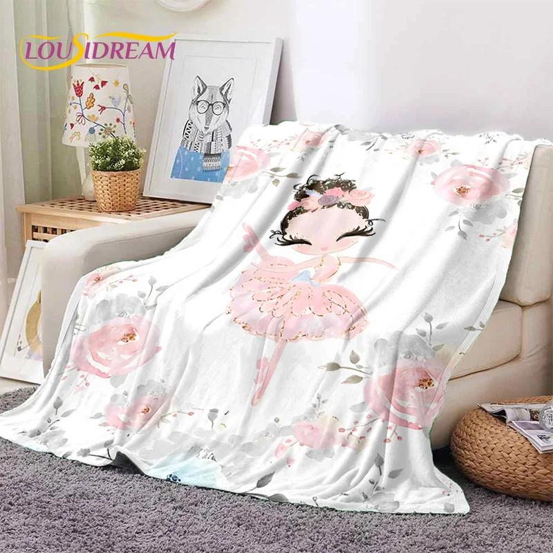 Cute Ballet Girl Ballerina Fairy Cartoon Soft Flannel Blankets,Throw Blanket Comfortable Blanket for Picnic Beds Sofa Bedroom 3D