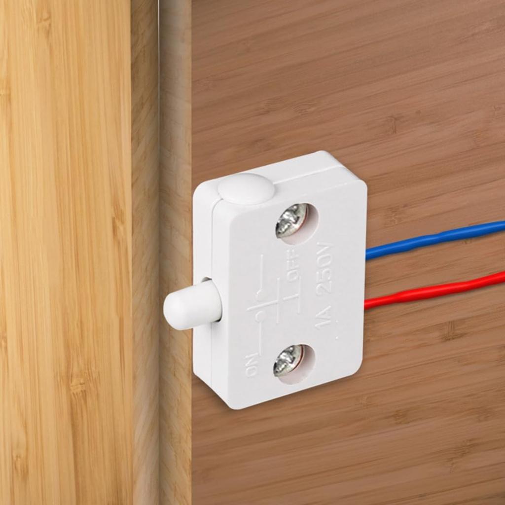 6PCS Cupboard Door Switch White 1A 250V Cupboard Light Control Switch Cupboard Auto Control Switch Push To Wardrobes, Bookcases, Cupboard Doors,