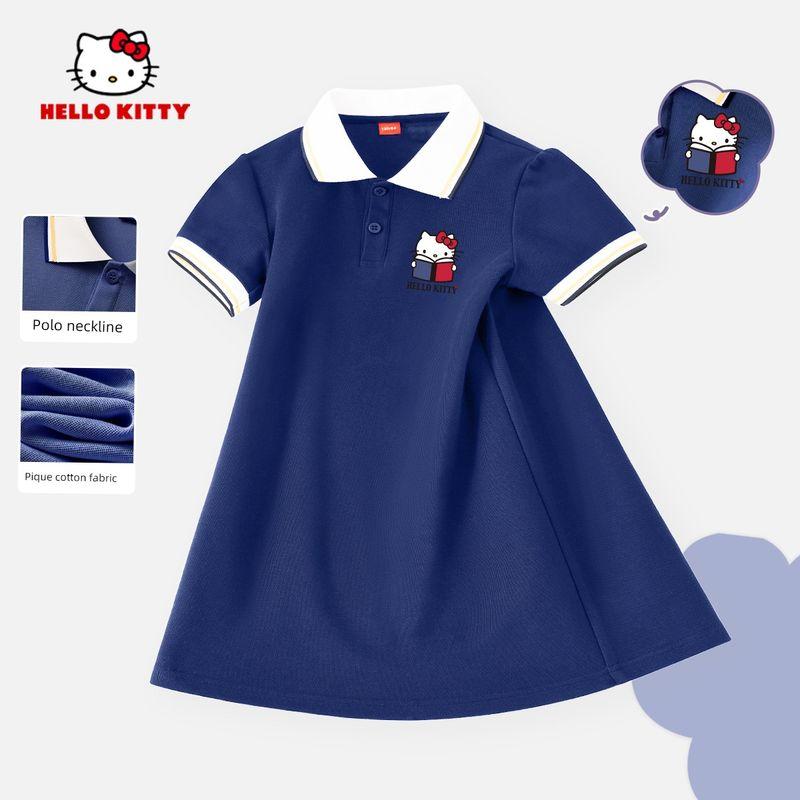 Hellokitty Girls' Skirt Summer Little Girl Pink Princess Dress Children's Clothing Summer Dress Kids Polo Dress