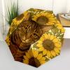 1pc Sunflower Cat Print Automatic Open/close Folding Umbrella, Compact Portable Travel Umbrella,Durable Construction yy250814193