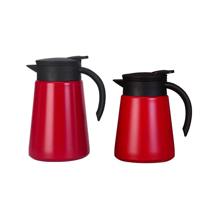 New Simple 304 Stainless Steel Coffee Thermos Flask with Portable Handle, Large Capacity, and Duckbill Spout