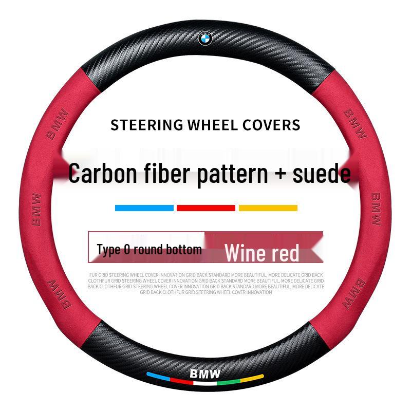 Suede Steering Wheel Cover for BMW 1, 3, 5, 7 Series and X1, X3, X5 Interior Upgrade.