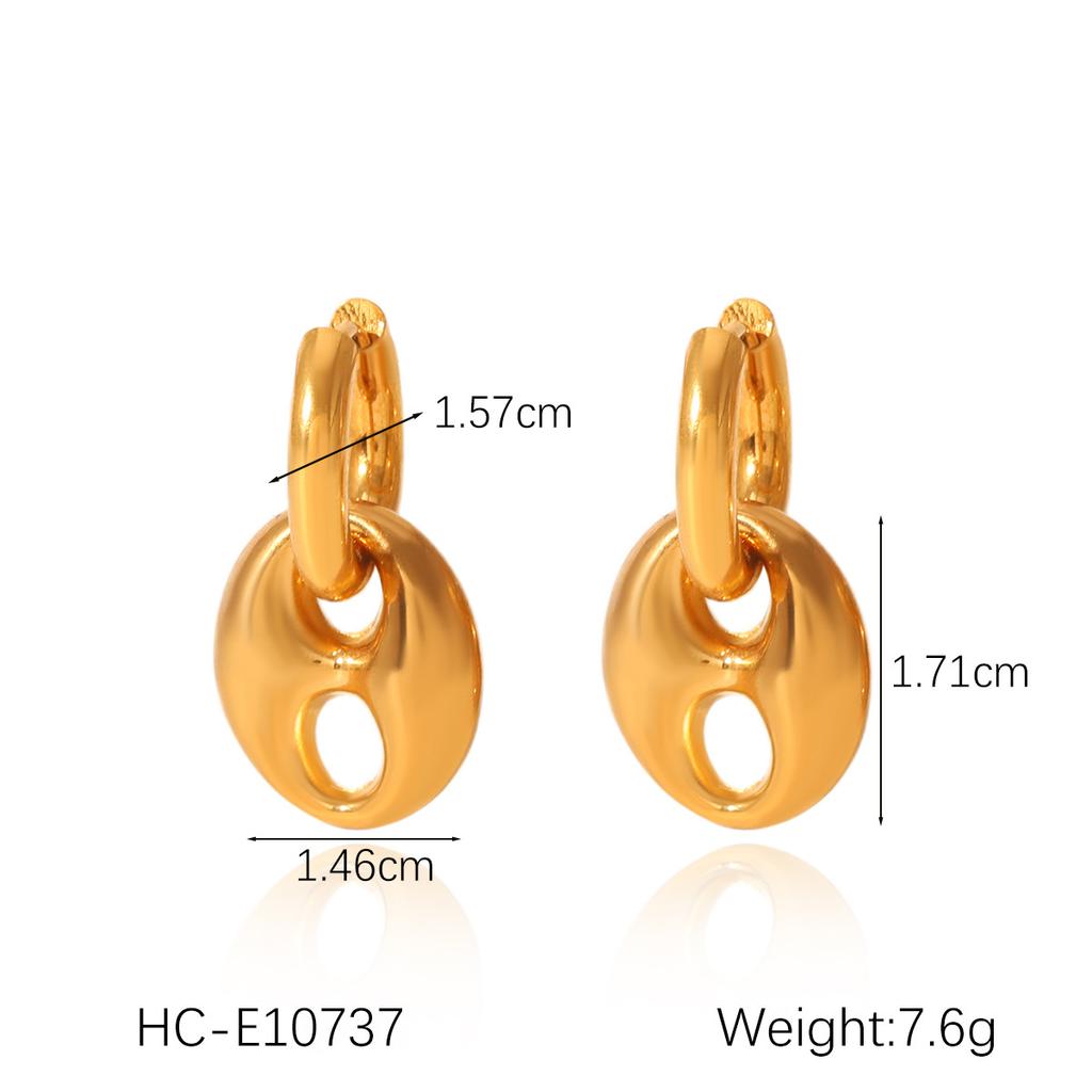 Stainless steel pig nose clasp necklace bracelet earrings set, Instagram style premium titanium steel jewelry