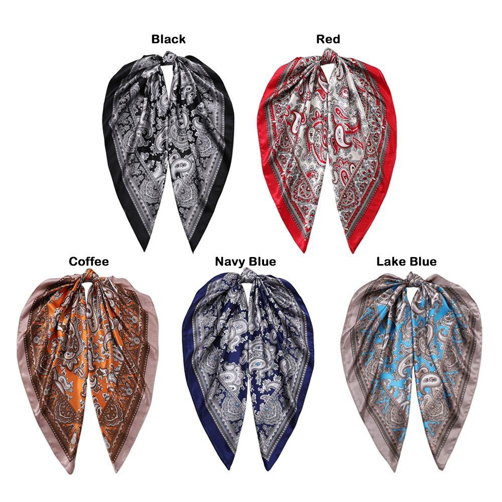 Thin Fabric Paisley Print Handkerchief 90*90CM Bandana Head Scarf Silk Satin Hijab Scarf  Neckwear