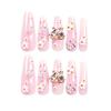 Sweet Pink Glitter Butterfly Press-On Nails with Floral Design
