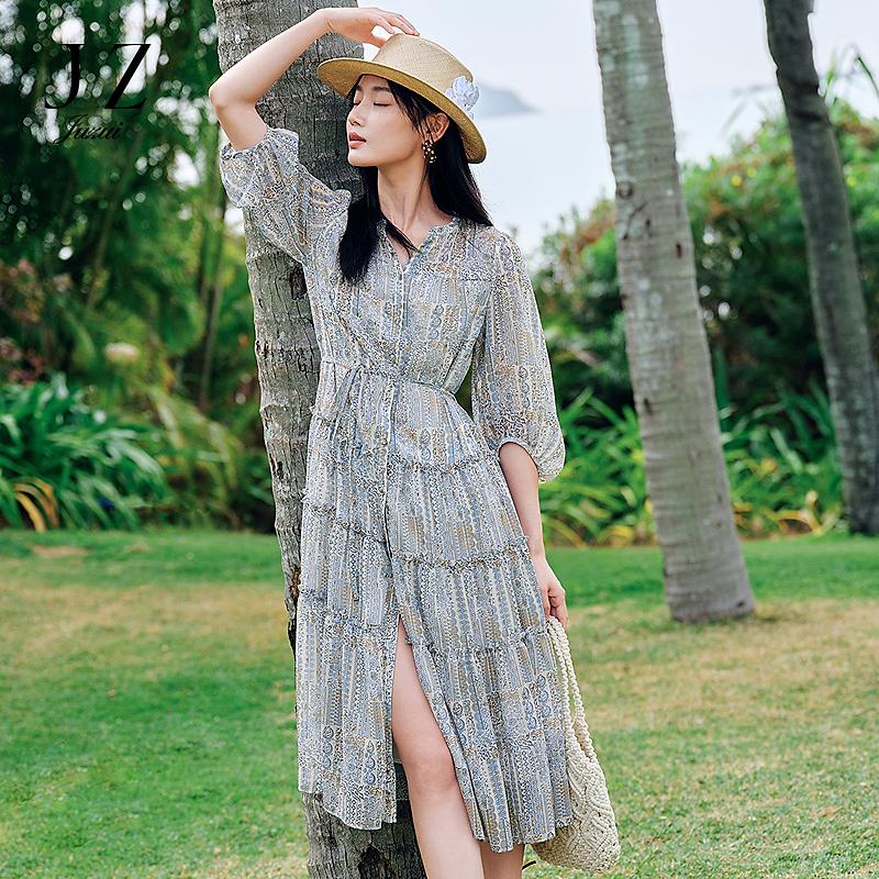 Qiwen Star Track Skirt Jiuzi Anna Koubo Xifeng Chiffon Cake Skirt Dress Women's 2025 Summer New Style