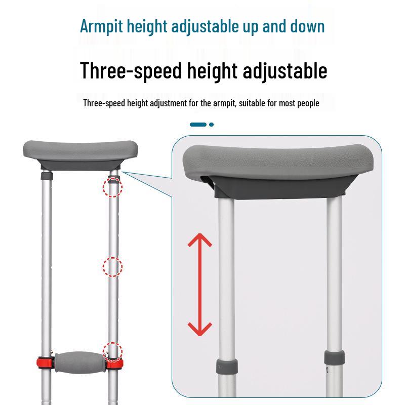 Lightweight Non-Slip Aluminum Alloy Walker with Double Armpit Crutches for Elderly and Disabled Rehabilitation