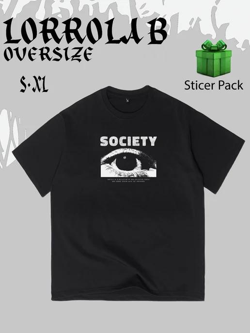 Oversized T-shirt with eyes-up-front print M