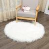 Round Mat Home Decor Faux Fur Sheepskin Rugs Kids Carpet Nursery Bedroom Fluffy Rug Shaggy Area Rug, Diameter 2ft White