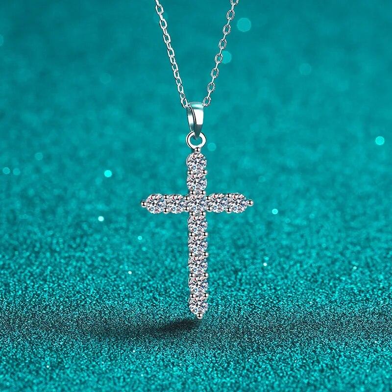 New 3.6 Carat 12pcs Real Moissanite Crucifix Pendant For Women Diamond Cross Necklace Pt950 925 Silver Jewelry GRA Wholesale