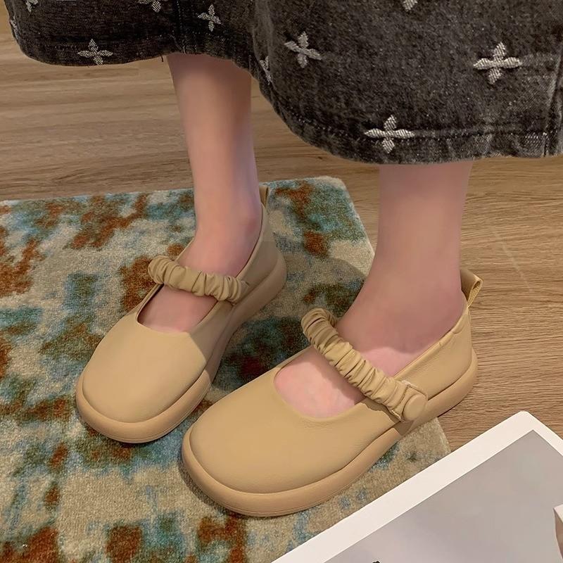 Soft Leather Mary Jane Shoes Women 2025 New Spring and Autumn Summer Shallow Mouth Single Shoes Fairy Style Pregnant Women Flat Comfortable Small Lea
