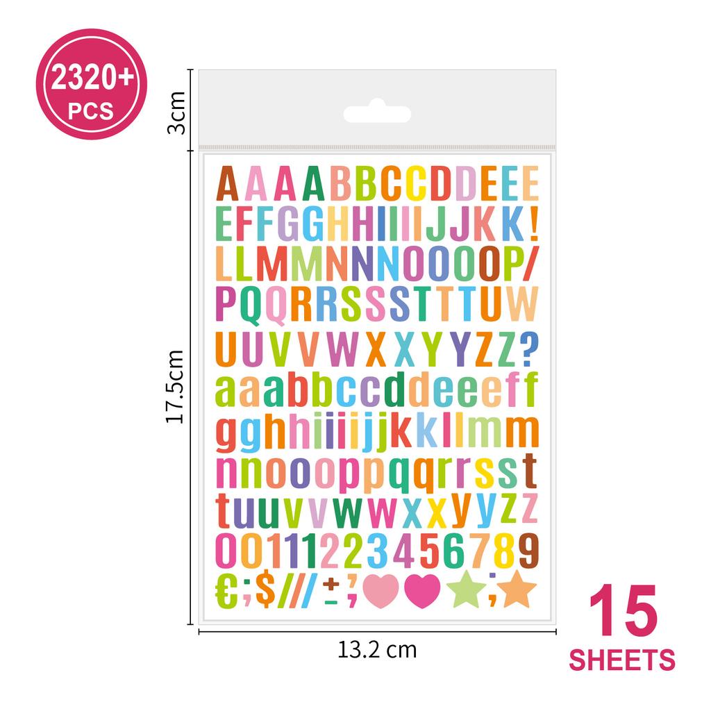 0.5-inch English Letter Sticker Ins Wind Small Size Waterproof Card Decorative Digital Letter Hand Account Sticker