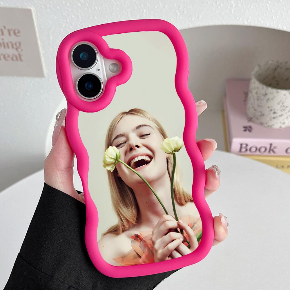 Elle Fanning Wavy Edge TPU Mobile Phone Case for iPhone 17 16 15 14 13 12 11 Air Pro Max Plus Colorful Cover