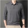 Lapel Long-sleeved T-shirt Men's Striped Tops Spring Autumn Middle-aged Casual Polo Shirt Dad Outfit