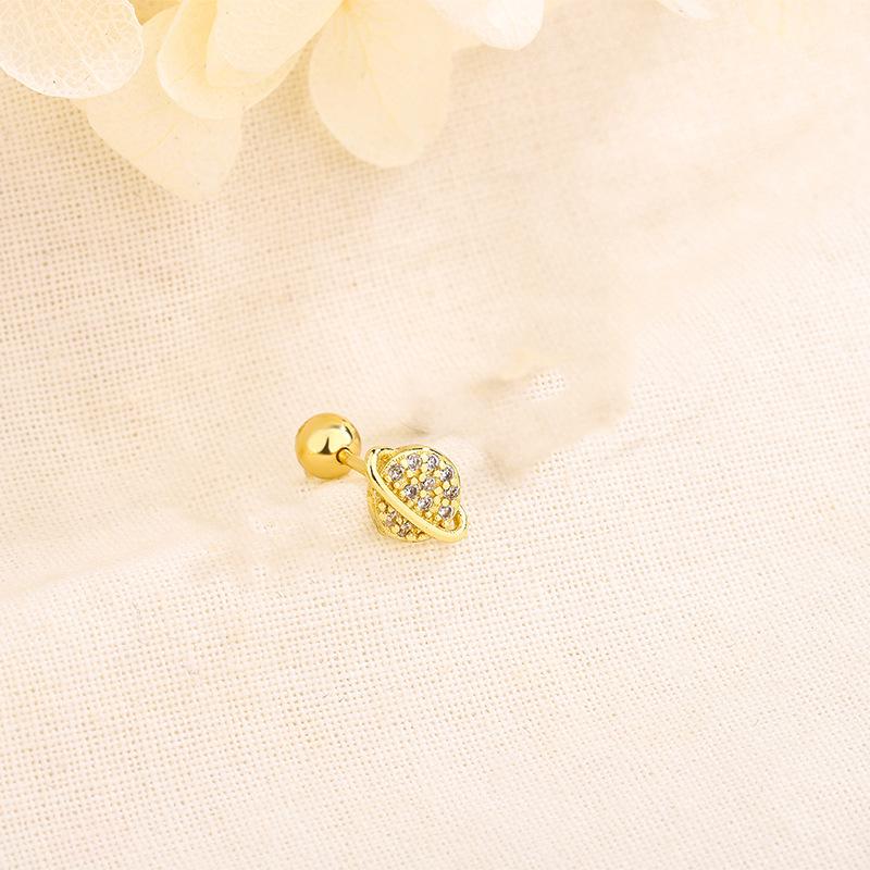 Korean Asymmetrical Star-Stud Earrings: High-End, Shiny Screw-Back Ear Cartilage Jewelry for Women