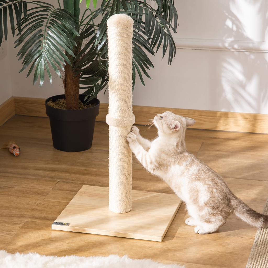 Scratching Post 60 cm Tall Scratching Trunk for Cats up to 5 kg, Cat Scratching Tree with Sisal Rope, Beige+Oak