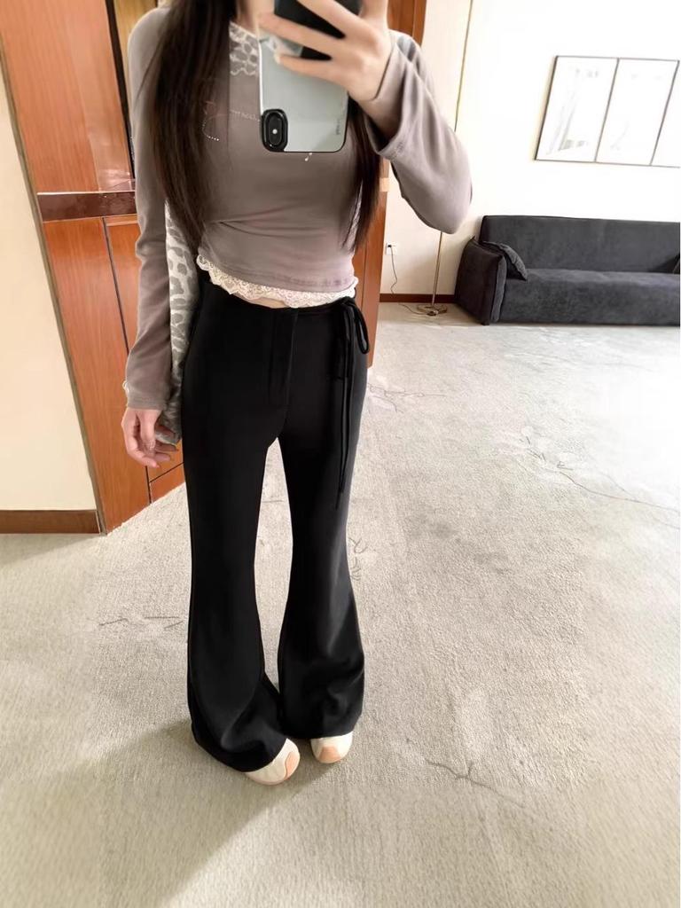 New Korean Style High-Waist Slim Micro-Flare Wide-Leg Pants for Women