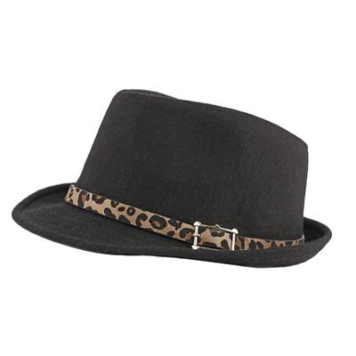 Um Chapéu Leopardo Limitado com para Homens e Cinto CP750, Elegante, Clássico, Formal, Mulheres, (Preto)