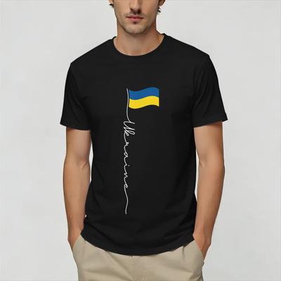 Unisex T-Shirts Ukraine Ukrainische Flagge Vintage Baumwoll-T-Shirts Kurzarm-T-Shirts Rundhals Kleidung Einzigartig