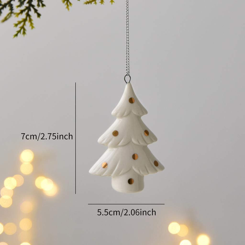 Mini Ceramic Four Tier Puff Christmas Tree Decoration Hanging for Christmas Halloween Thanksgiving Christmas Gift