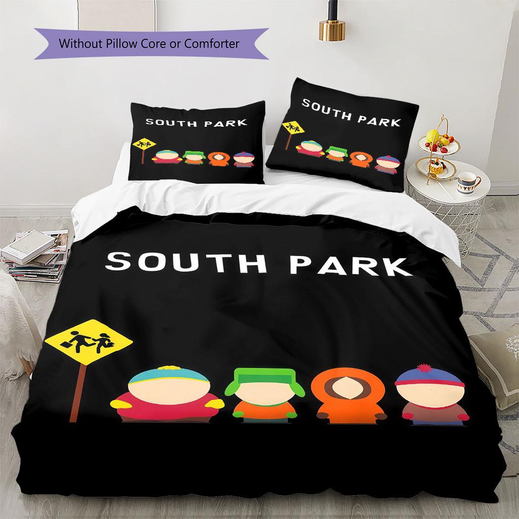 South Park Poster Pattern Bedding Home Decoration Birthday Gift ( 1 duvet cover + 2 pillowcase, without core),fan merchandise.