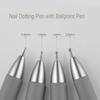 2pcs New Multifunctional Nail Art Dotting Pen Press-Type Multi-Headed Size Nail Point Ballpoint Pen Wave Point/Smudge/Spot Drill