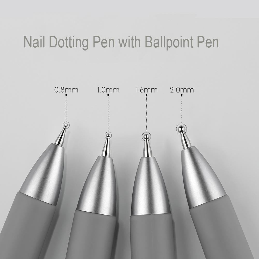 2pcs New Multifunctional Nail Art Dotting Pen Press-Type Multi-Headed Size Nail Point Ballpoint Pen Wave Point/Smudge/Spot Drill