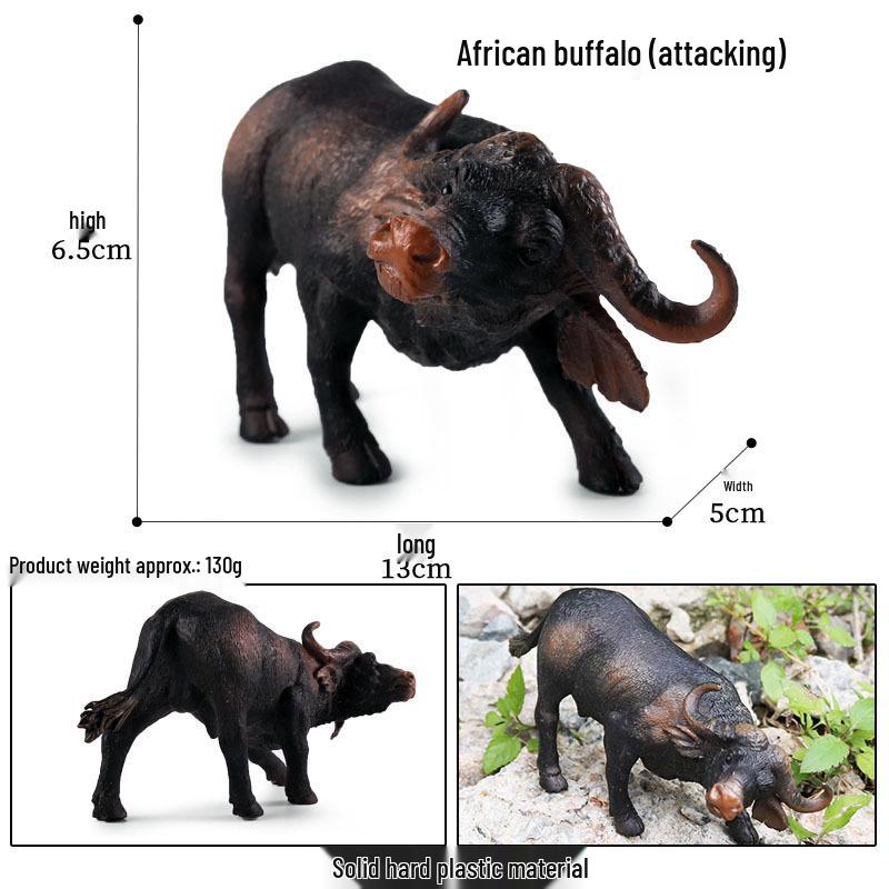 Children's Cognitive Animal Model Toy: Yellow Cow, Buffalo, Rhinoceros, Zebu, Bison, Bull Figurine.