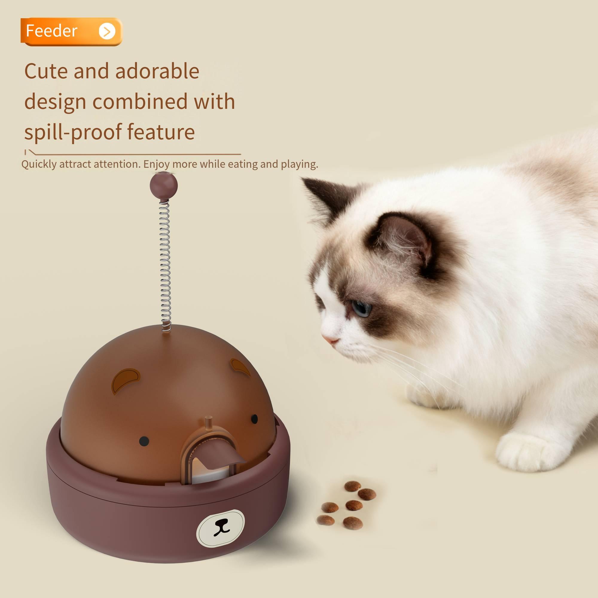 Pet food dispenser, cat and dog interaction training feeding device, self-amusement and stress-relief feeding device, freeze-dried launcher