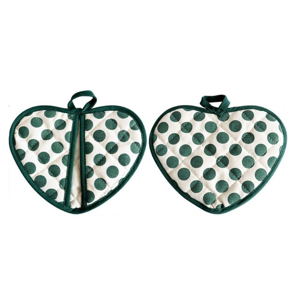 2pcs Heart-shaped Heat Insulation Pad Polka Dot Oven Mitts Anti-scalding Gloves  Oven Use