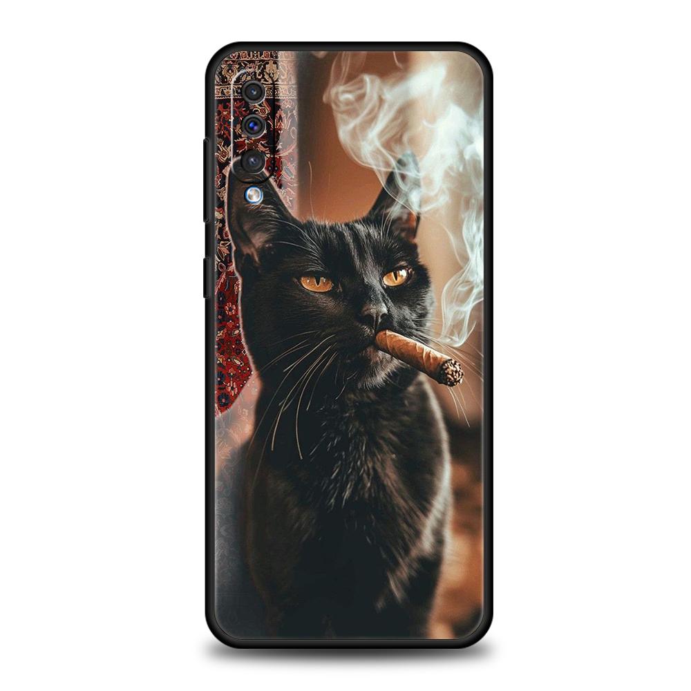 

Phone Case for Samsung Galaxy A56 A36 A26 A06 A16 A24 A36 A54 A14 A42 A22 A20 A12 A10 5G Soft TPU Shell Fashion Kitten Smoking Samsung A70