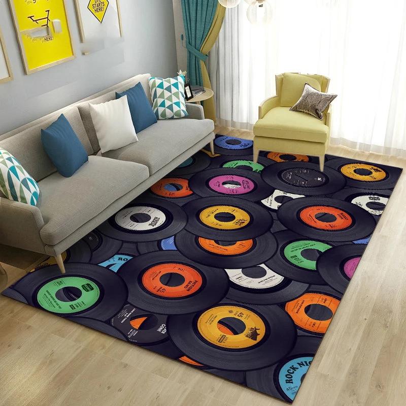 3D Vintage Classical Music Vinyl Record Area Rug Carpet Living Room Decor Bedroom Sofa Carpets Bedside Non-slip Mat Doormat