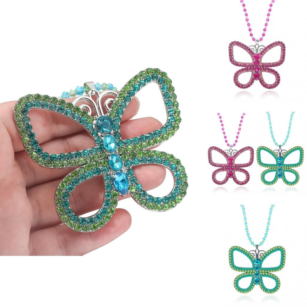 Girls Trendy Butterfly Necklace With Rhinestone Embellishments For Womens Gift Accessories