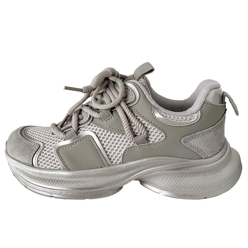 

XY-A297 latex insole/silver platform dad shoes women s shoes 2025 new mesh breathable casual sports shoes 35 серебряный