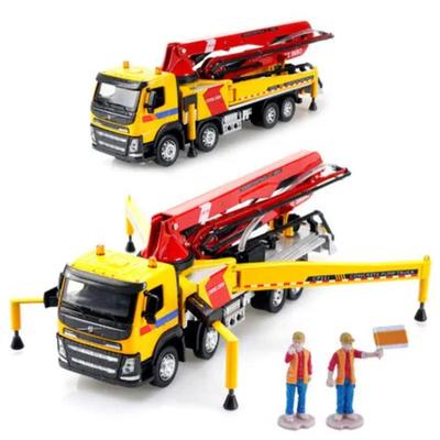 1/50 Concrete Pump Truck Toy Car Die-cast Metal Vehicle Model Pull Back Sound and Light Miniature Collection Boy Gift