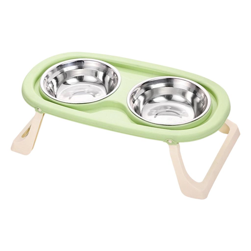 Non Slip Stainless Steel Double Bowl Pet Food Dish With Anti Spill Design For Cats And Dogs Durable Easy Clean