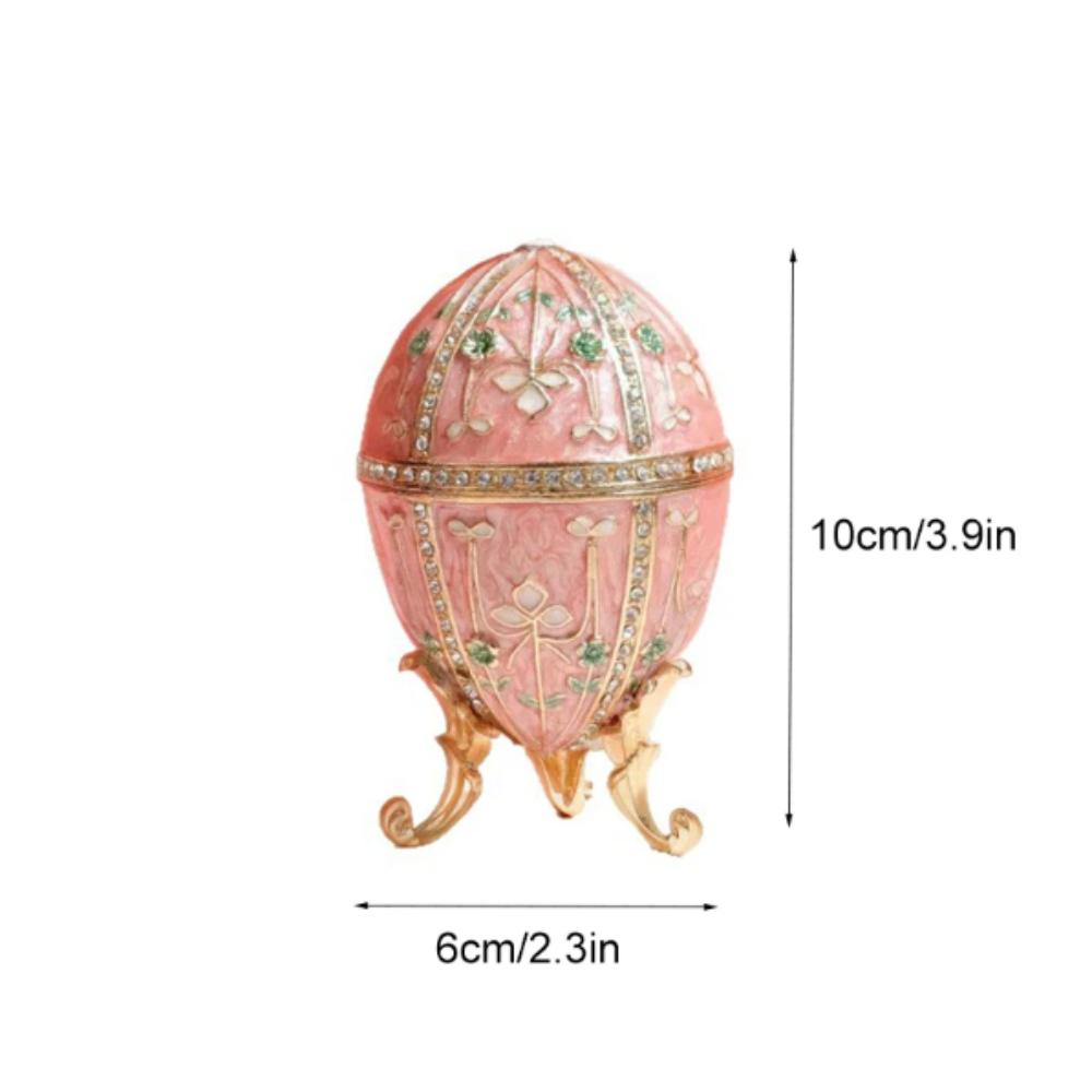 European Style Enamel Easter Egg Ornament Metal Craft Jewelry Organizer  Easter Celebration розовый