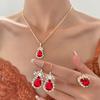 Blue Cyrstal Ring Necklace Earrings Set Wedding Jewelry Sets For Brides Pendant Earrings For Girls Women African Jewelry Sets