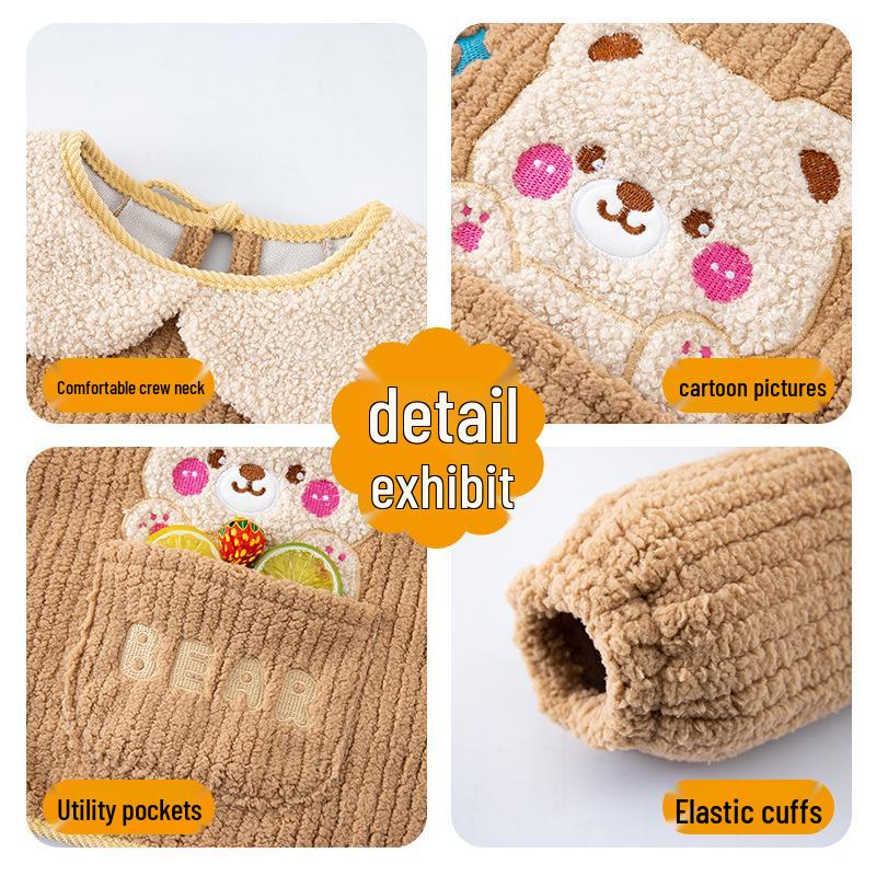 Autumn/Winter Unisex Baby Coverall - Thick Coral Fleece, Waterproof, Stain-Resistant, Soft and High-Quality Design