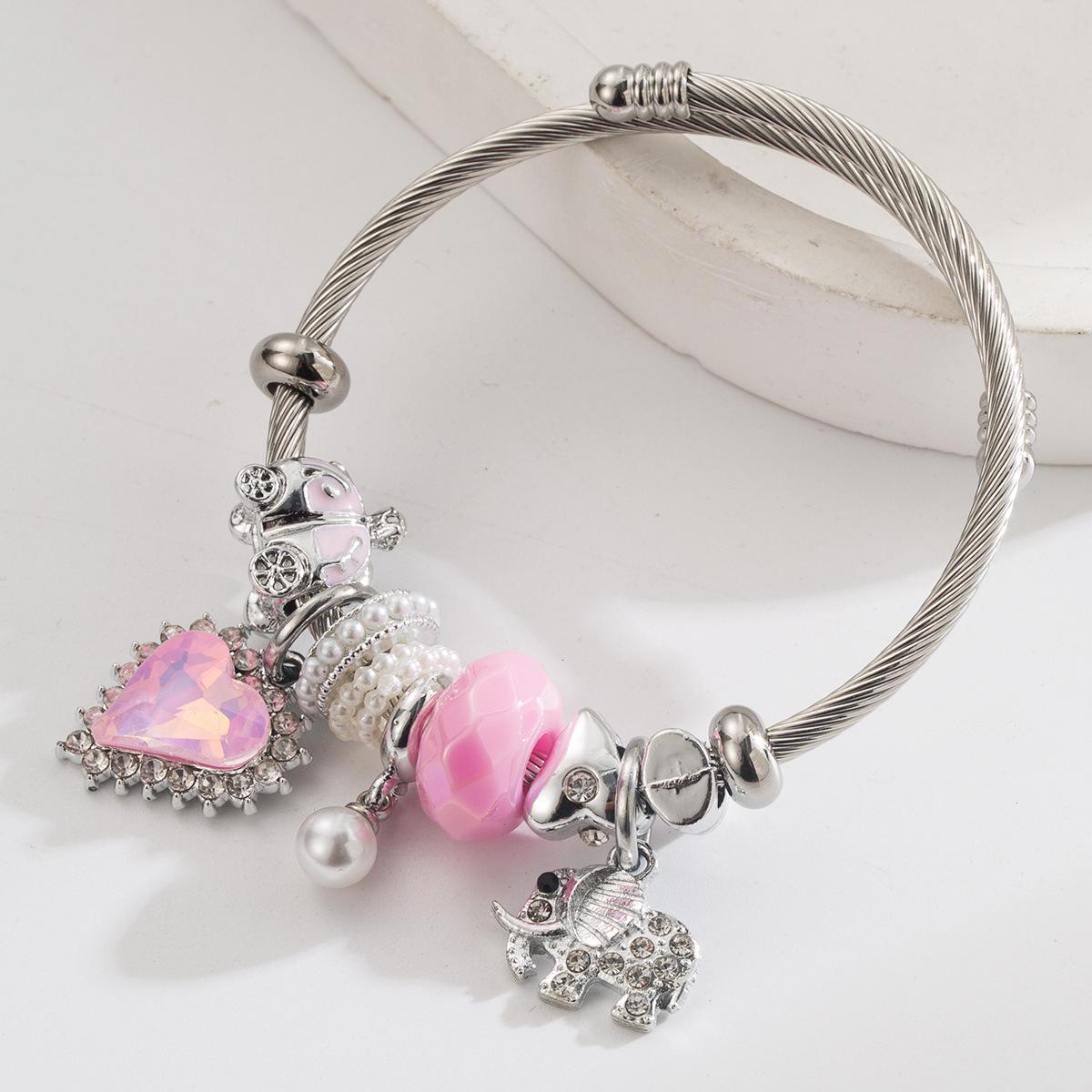 JYL TS Bracelet Women s  Evil Eye Beads Enhances Protection And Elegance Pink telemagenta